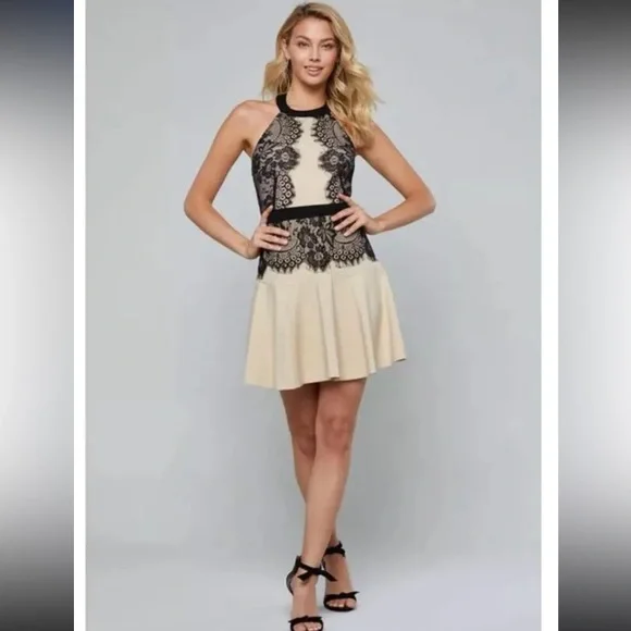 bebe | Dresses | Bebe Halter Lace Pencil Mini Dress | Poshmark